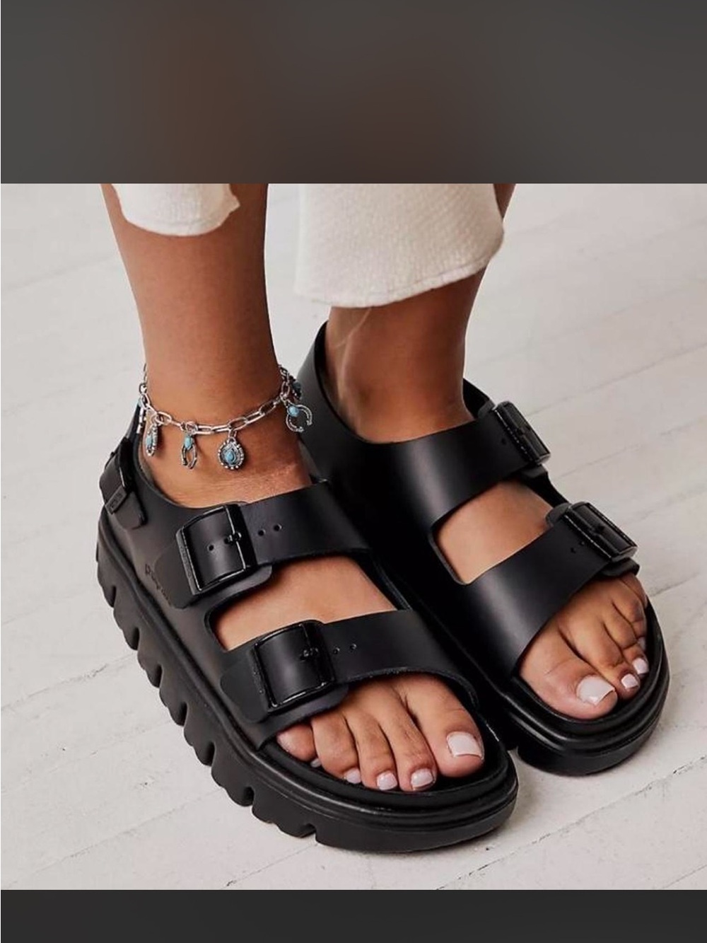Birkenstock/papilllio Black Chunky Two-Buckle Platform Sandals